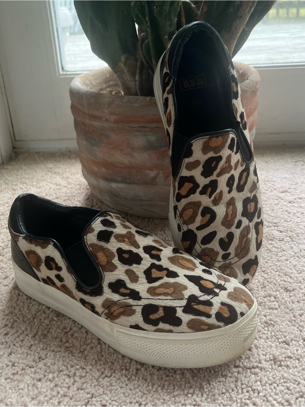 RARE Ash Jungle Genuine Cowhide Platform Leopard Print Sneakers